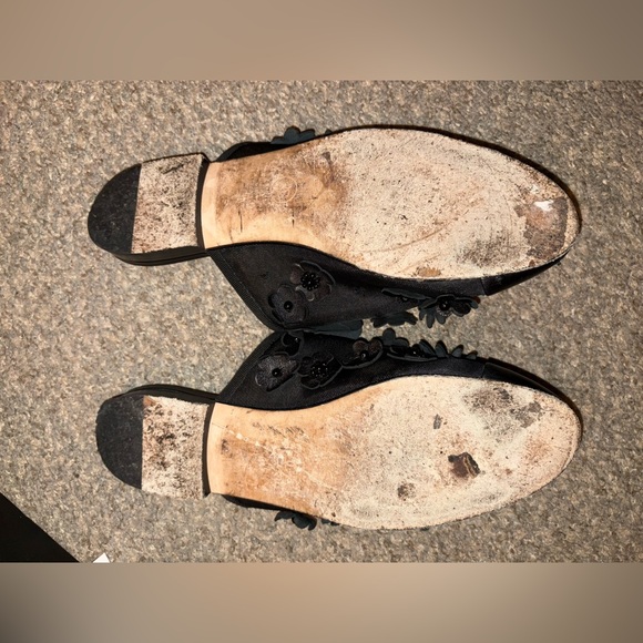 CHANEL Flower Sheer Black Leather flats/slippers/mules CC Logo - Picture 6 of 12